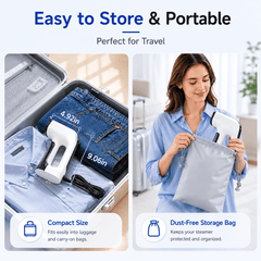 Hicloud Vacuum Steamer, Handheld Travel Garment Steamer for Clothes, 2500Pa Suction for Clothes Grips, Steaming & Ironing 2 In 1, 3 Modes