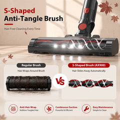 PrettyCare Cordless Vacuum Cleaner, 530W/48KPA/8 Batteries, 55mins Runtime, 9-in-1 Stick Vacuum Lightweight for Home Pet Hair Carpet Wood Floor